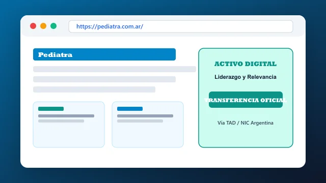 Vista del activo digital estratégico pediatra.com.ar y transferencia formal